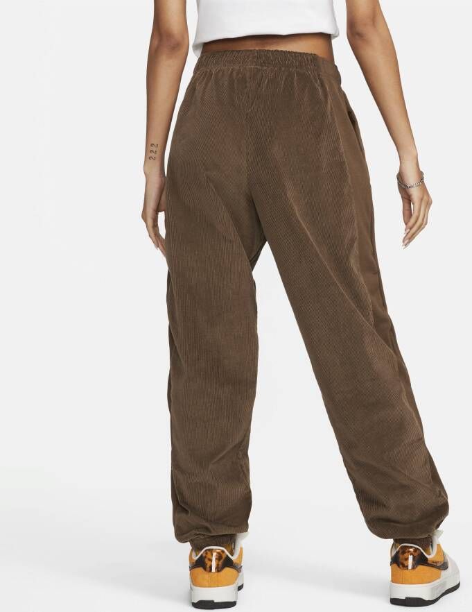 Nike Air Corduroy-fleecebroek met hoge taille voor dames Bruin
