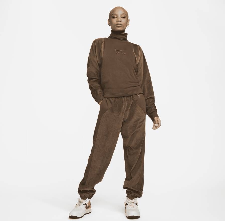 Nike Air Corduroy-fleecebroek met hoge taille voor dames Bruin