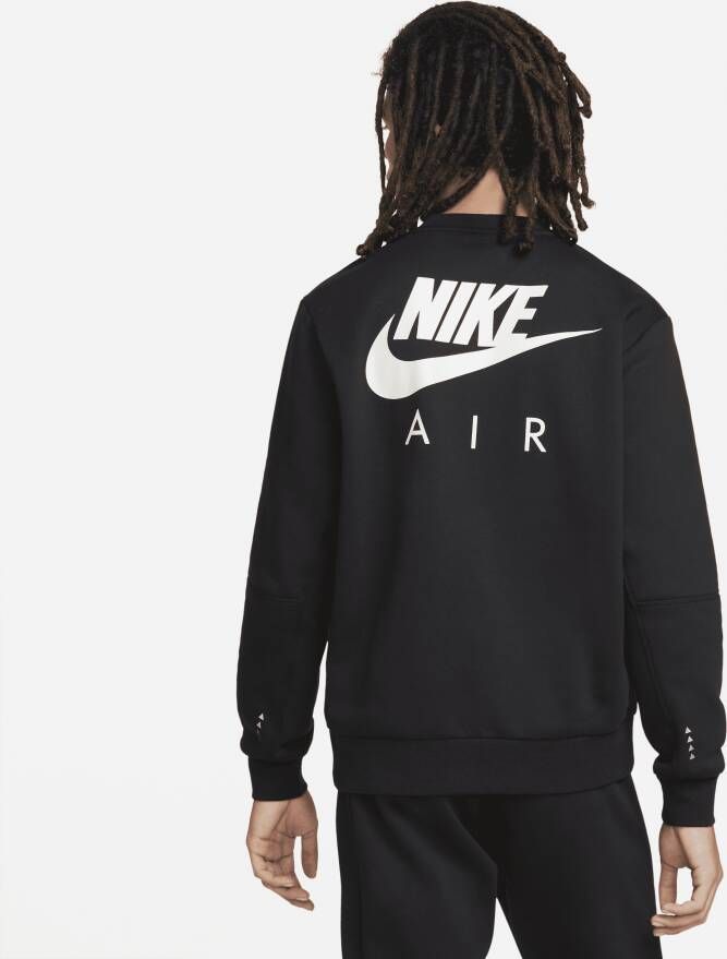 Nike Air Shirt met ronde hals van geborstelde fleece voor heren Zwart