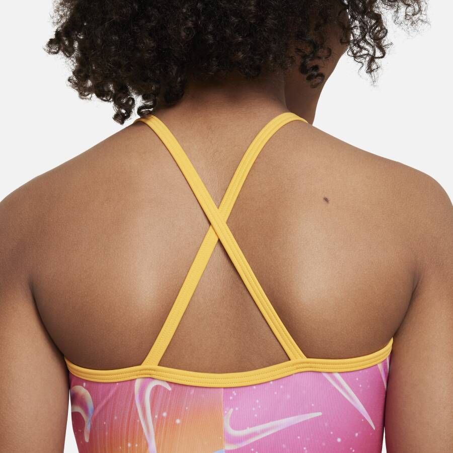 Nike Aurora Swoosh zwempak met gekruist design voor meisjes Roze - Foto 4