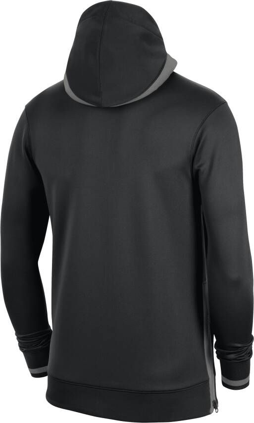 Nike Brooklyn Nets Showtime NBA-hoodie met rits en Dri-FIT voor heren Zwart