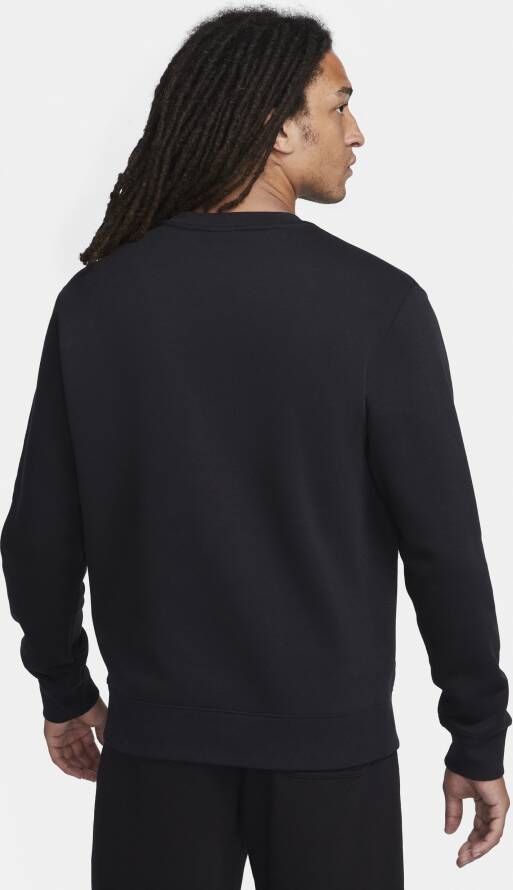 Nike Club Fleece+ Geborstelde herentop met ronde hals Zwart