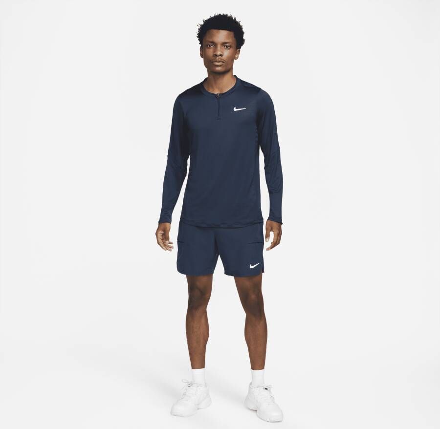 Nike Court Dri-FIT Advantage Tennistop met halflange rits voor heren Blauw