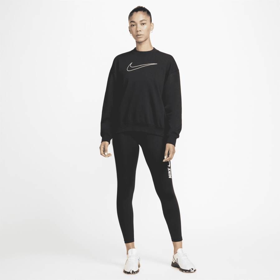 Nike Dri-FIT Get Fit Sweatshirt met ronde hals en graphic voor dames Zwart