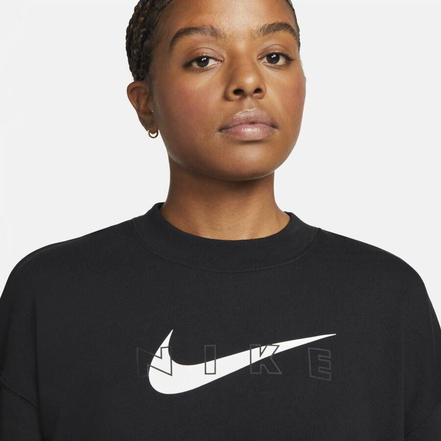 Nike Dri-FIT Get Fit Trainingsshirt met ronde hals en graphic voor dames Zwart