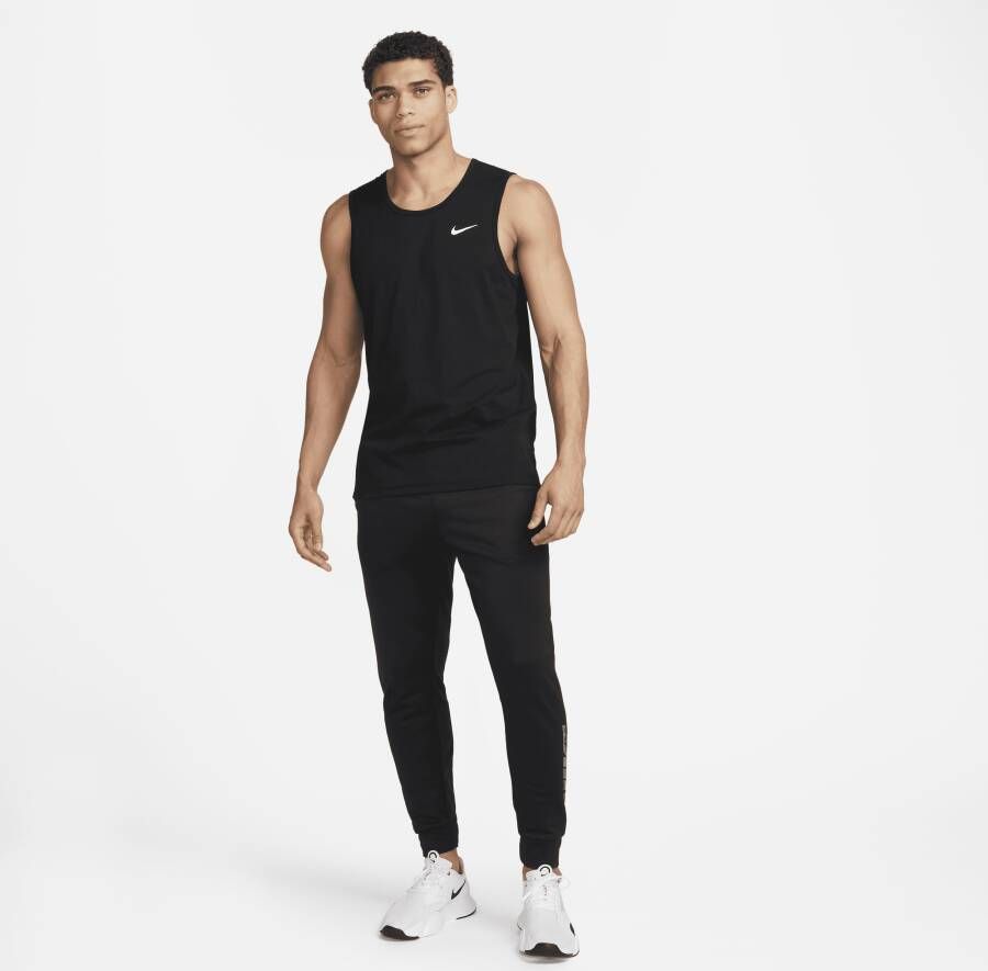 Nike Dri-FIT Hyverse Fitnesstanktop met korte mouwen voor heren Zwart