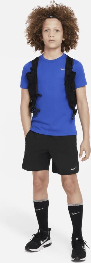 Nike Dri-FIT Miler trainingstop met korte mouwen voor jongens Blauw