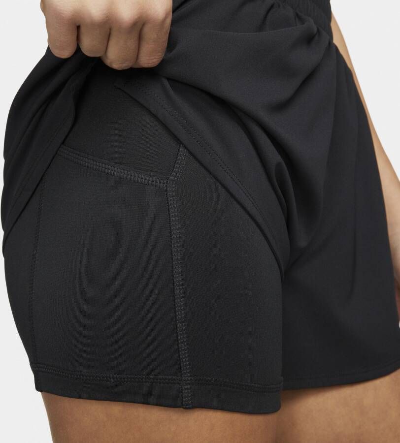 Nike One Dri-FIT 2-in-1 damesshorts met hoge taille (8 cm) Zwart