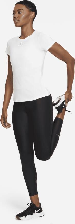 Nike Dri-FIT One Damestop met aansluitende pasvorm en korte mouwen Wit