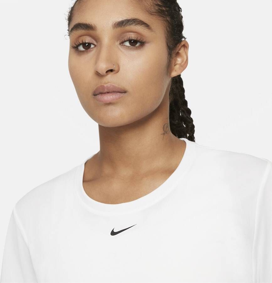 Nike Dri-FIT One Damestop met standaardpasvorm en korte mouwen Wit