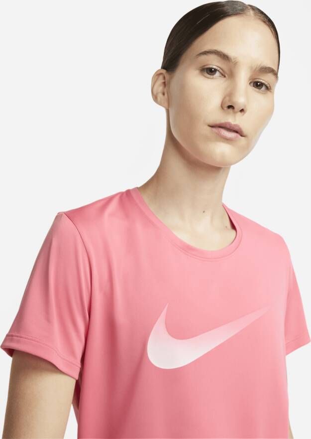 Nike Dri-FIT One Hardlooptop met korte mouwen voor dames Roze