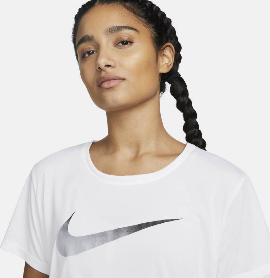 Nike Dri-FIT One Hardlooptop met korte mouwen voor dames Wit