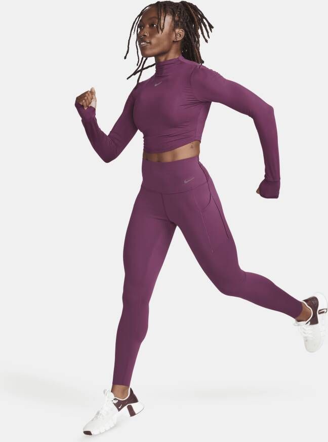 Nike Dri-FIT One Luxe croptop met lange mouwen voor dames Rood