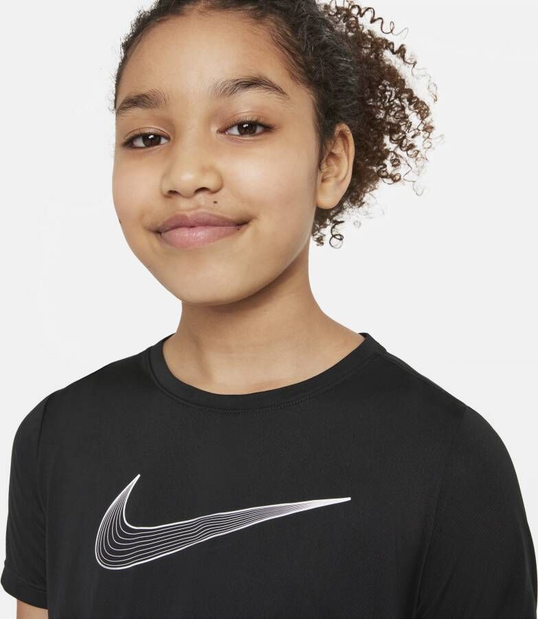 Nike One Dri-FIT trainingstop met korte mouwen voor meisjes Zwart