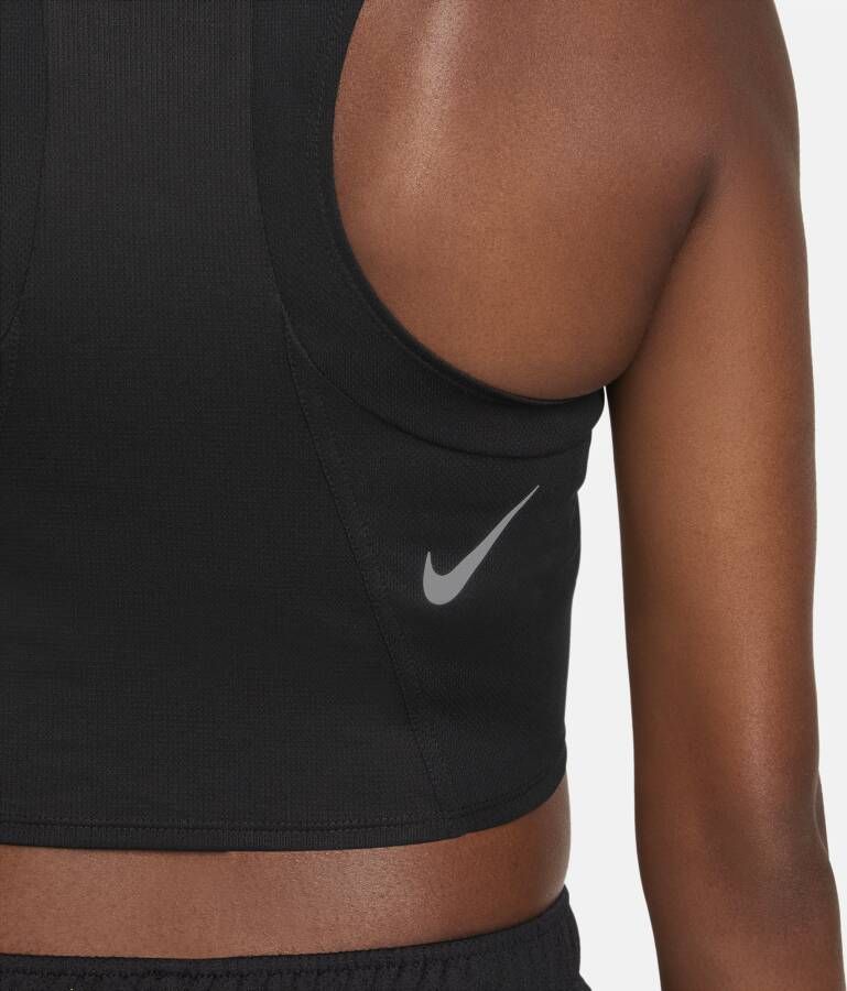 Nike Dri-FIT Race Korte hardlooptanktop voor dames Zwart