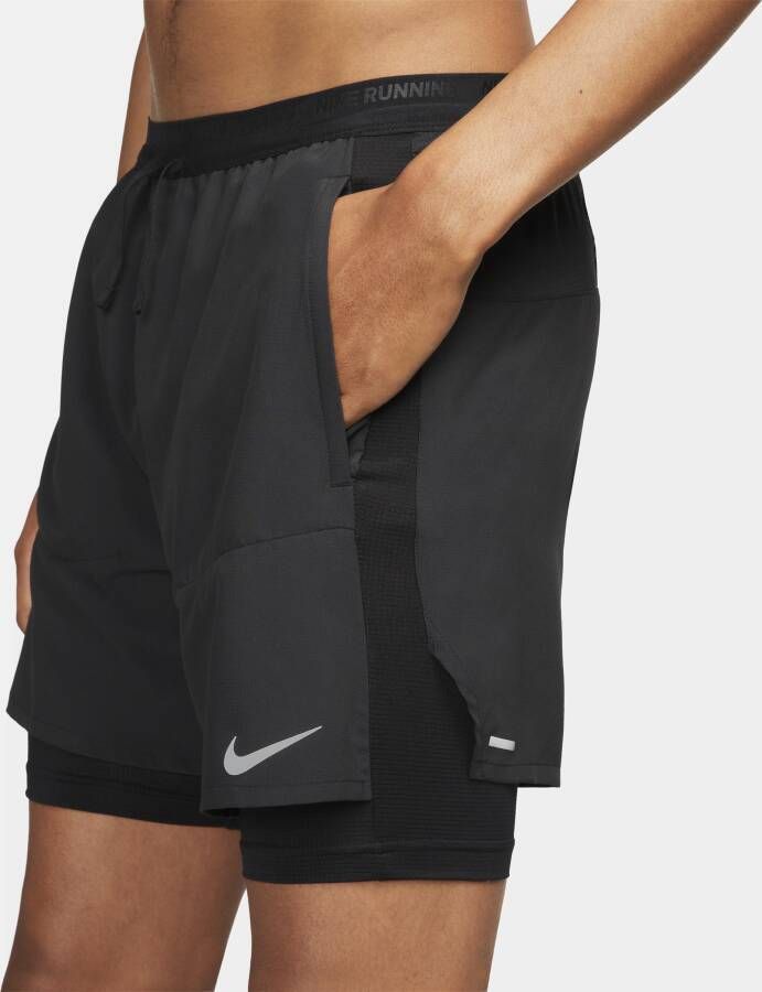 Nike Stride Dri-FIT hybride hardloopshorts voor heren (13 cm) Zwart