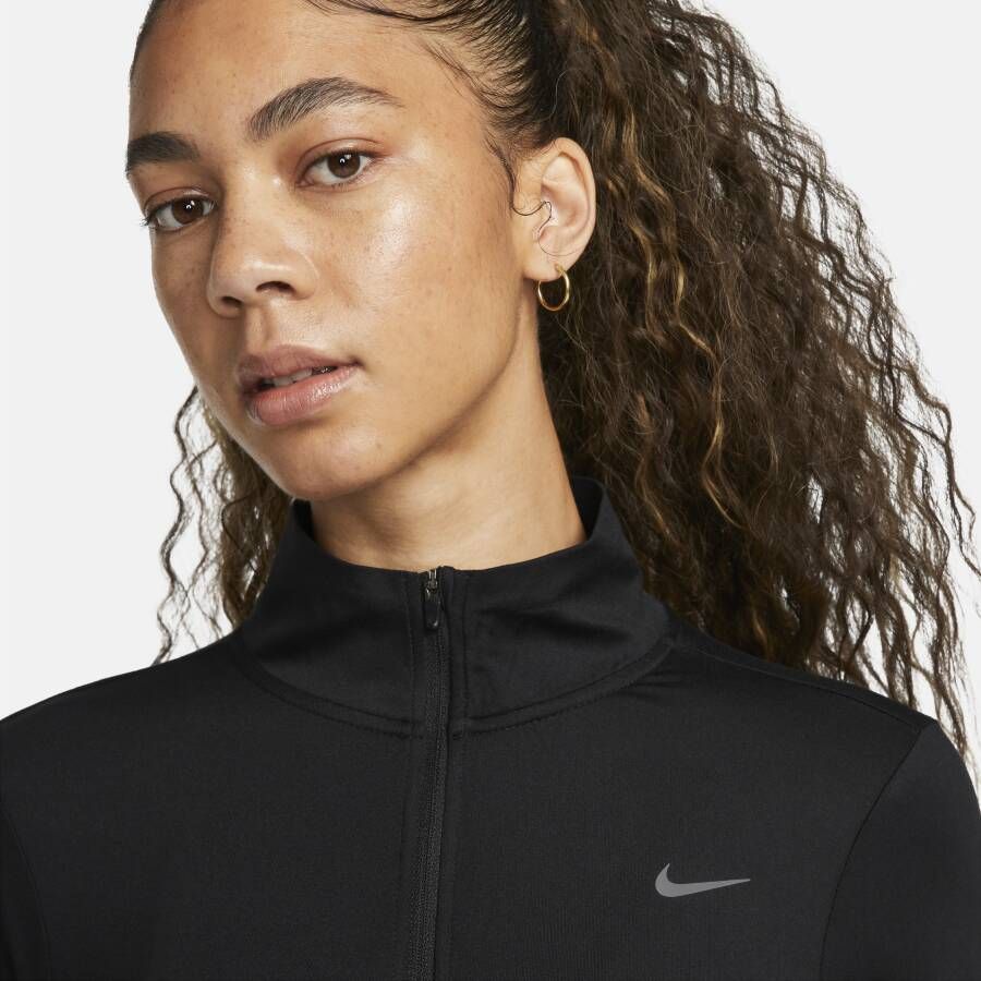 Nike Swift hardlooptop met korte rits en UV-bescherming voor dames Zwart