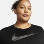 Nike Dri-FIT Swoosh Hardlooptop met korte mouwen voor dames (Plus Size) Zwart - Thumbnail 3