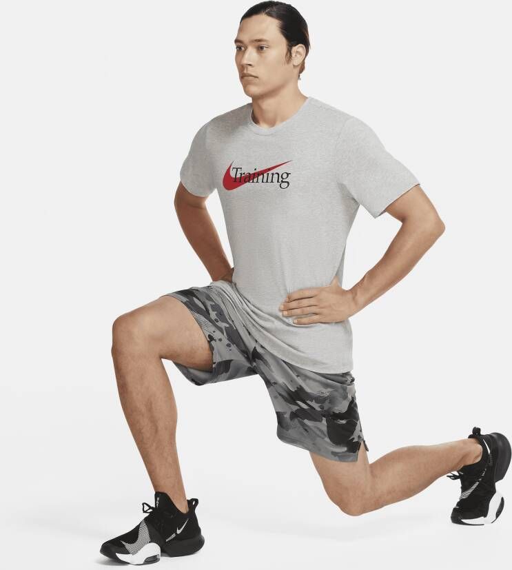 Nike Dri-FIT Trainingsshirt met Swoosh voor heren Grijs