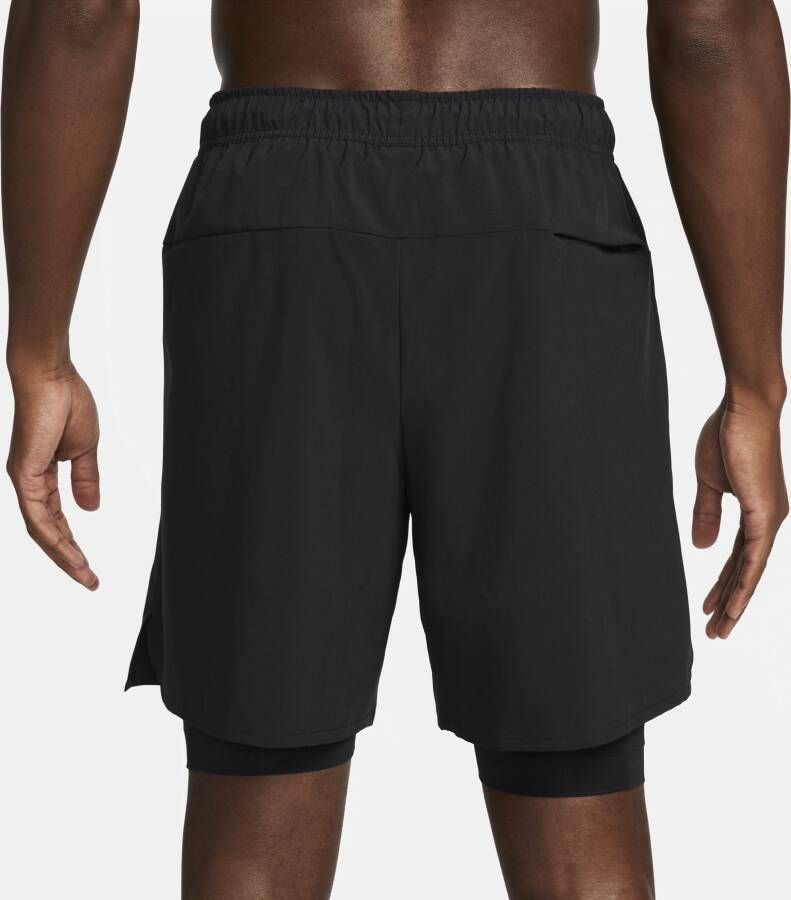 Nike Unlimited multifunctionele 2-in-1 herenshorts met Dri-FIT (18 cm) Zwart