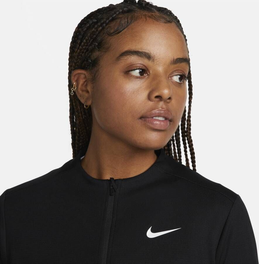 Nike Dri-FIT UV Advantage damestop met rits over de hele lengte Zwart