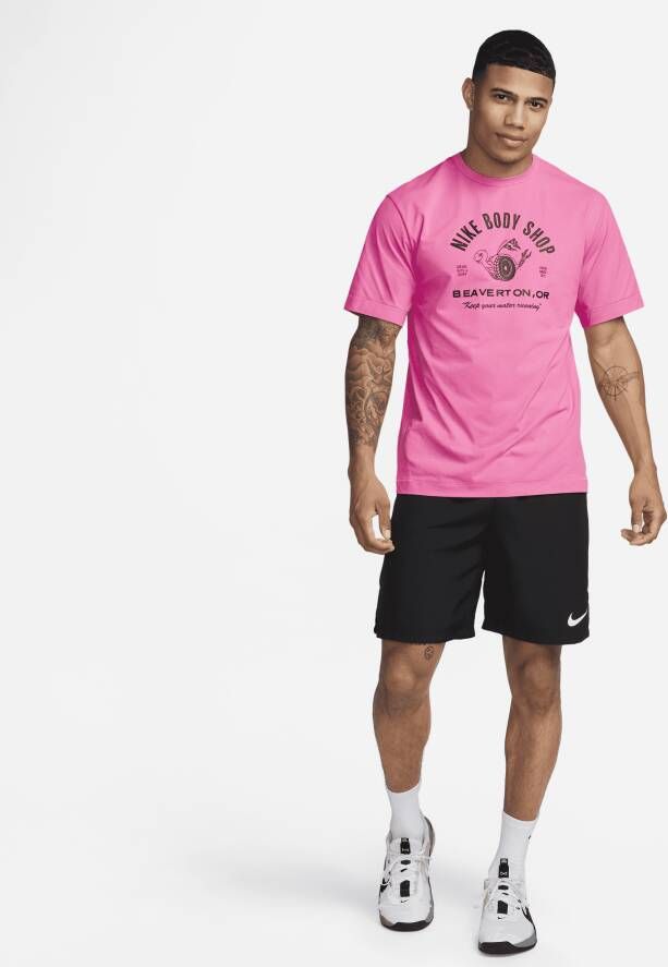 Nike Dri-FIT UV Hyverse Fitnesstop met korte mouwen voor heren Roze