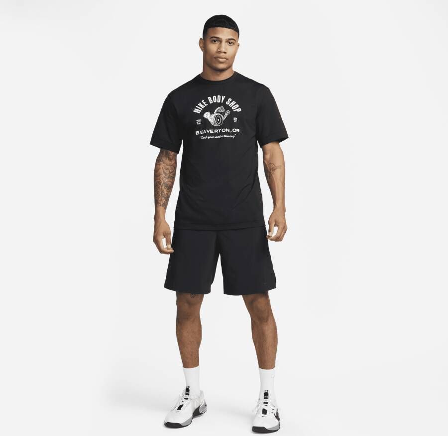 Nike Dri-FIT UV Hyverse Fitnesstop met korte mouwen voor heren Zwart