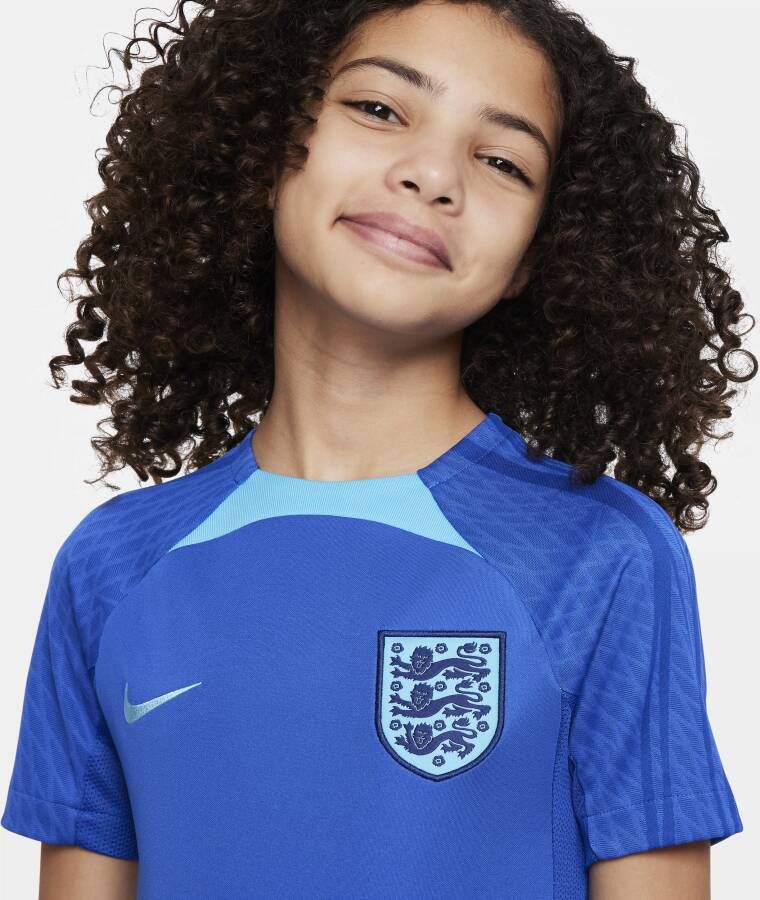 Nike Engeland Strike Dri-FIT voetbaltop met korte mouwen voor kids Blauw