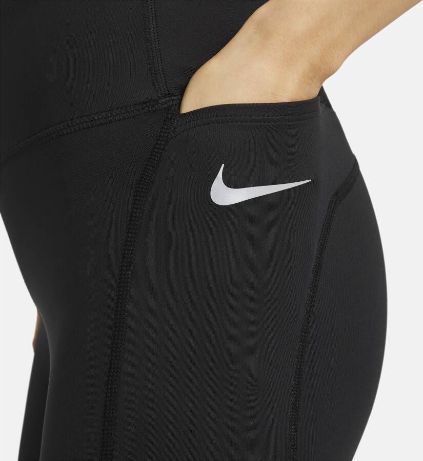 Nike Epic Fast Hardlooplegging met halfhoge taille en zak voor dames Zwart