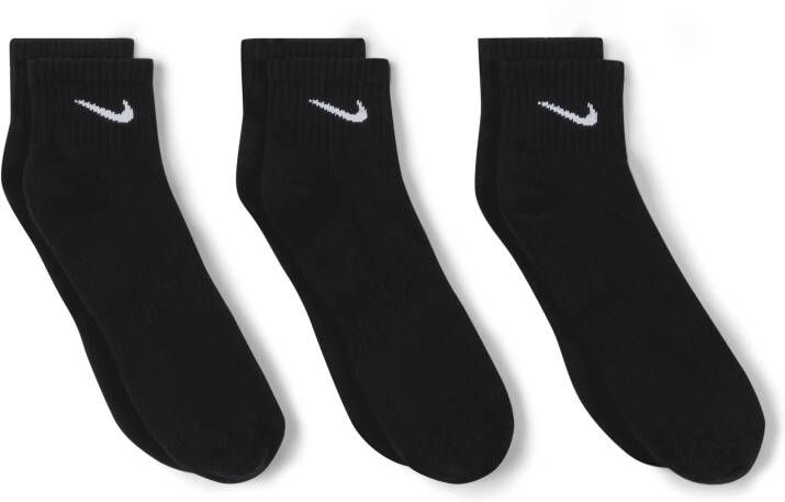 Nike Everyday Cushioned Trainingsenkelsokken (3 paar) Zwart