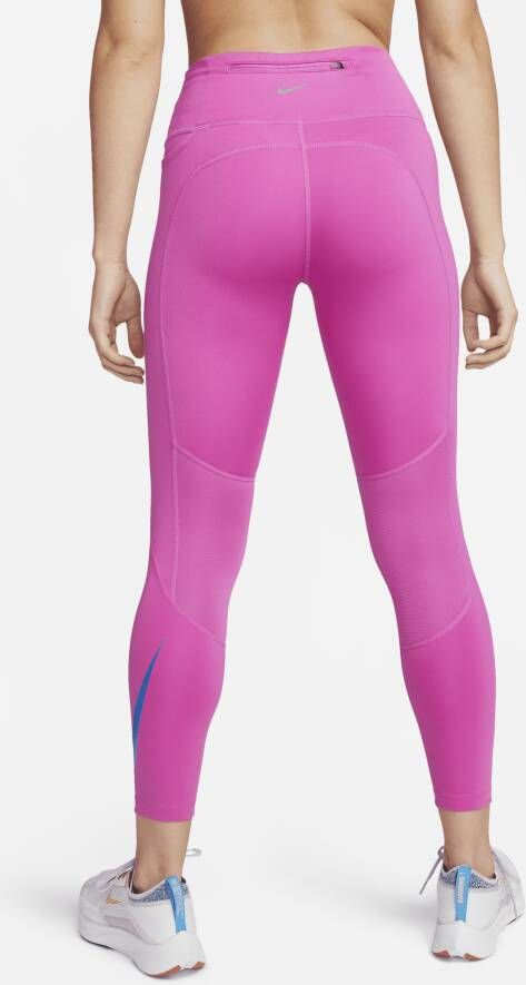 Nike Fast 7 8-hardlooplegging met halfhoge taille en zakken voor dames Roze