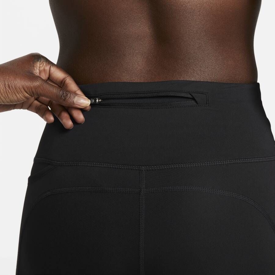 Nike Fast 7 8-legging met graphic halfhoge taille en zakken voor dames Zwart