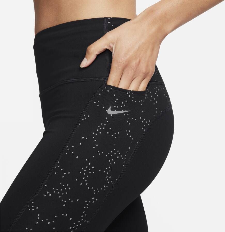Nike Fast 7 8-legging met print halfhoge taille en zakken voor dames Zwart