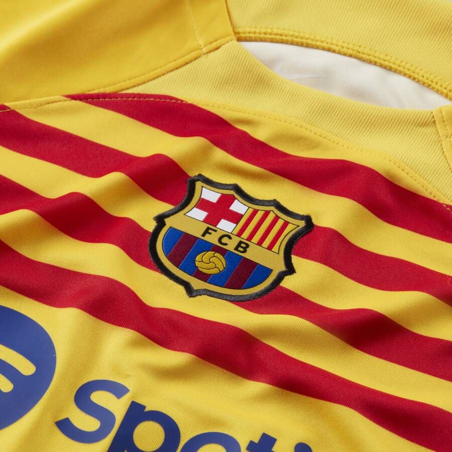 Nike FC Barcelona 2023 24 Stadium Vierde voetbalshirt met Dri-FIT voor kids Geel