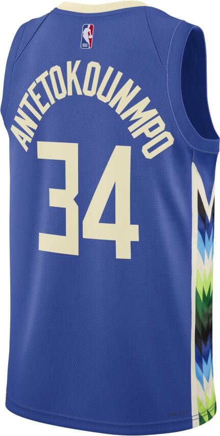 Nike Giannis Antetokounmpo Milwaukee Bucks City Edition Swingman NBA-jersey met Dri-FIT Blauw