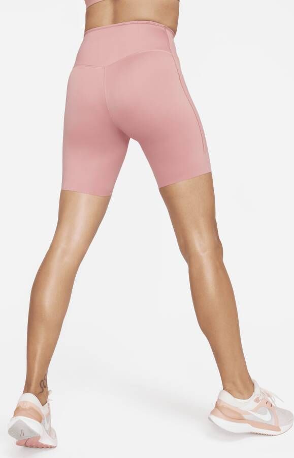 Nike Go Bikershorts met halfhoge taille zakken en complete ondersteuning voor dames (20 cm) Roze