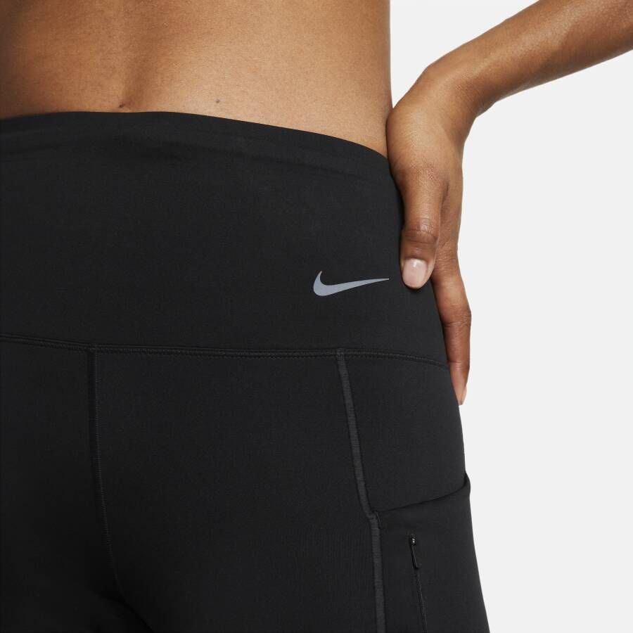 Nike Go Bikershorts met hoge taille zakken en complete ondersteuning voor dames (20 cm) Zwart