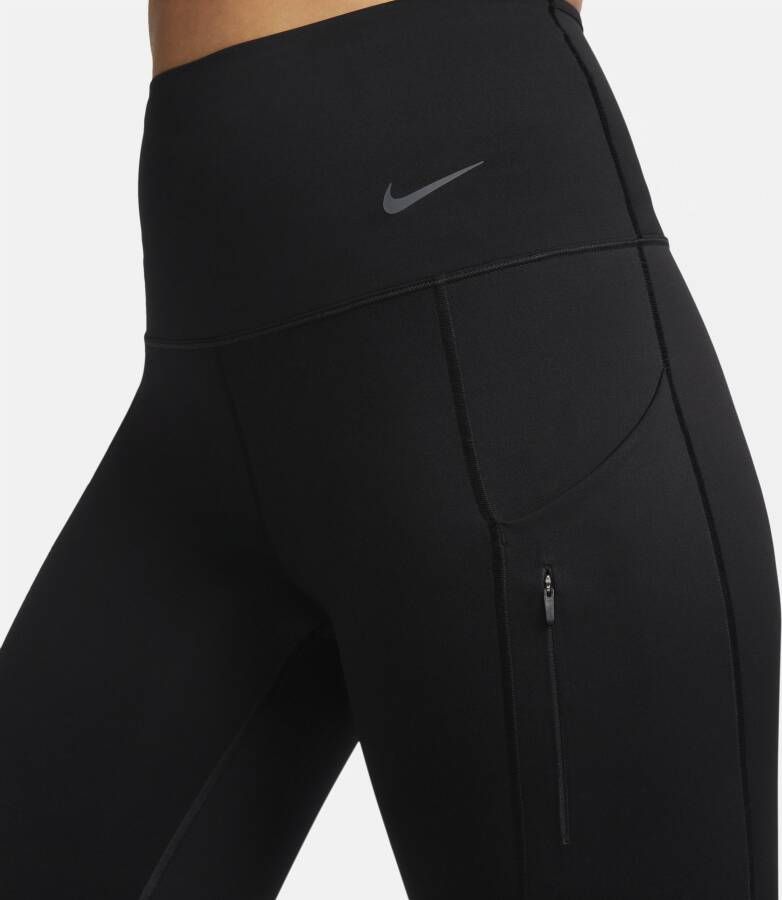 Nike Go kortere legging met hoge taille zakken en complete ondersteuning voor dames Zwart