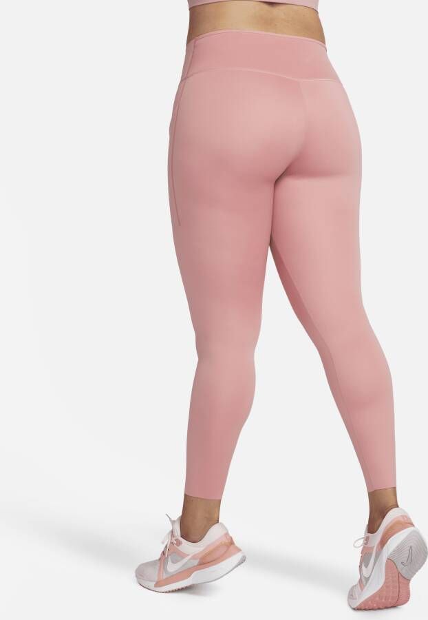 Nike Go Lange legging met halfhoge taille complete ondersteuning en zakken voor dames Roze