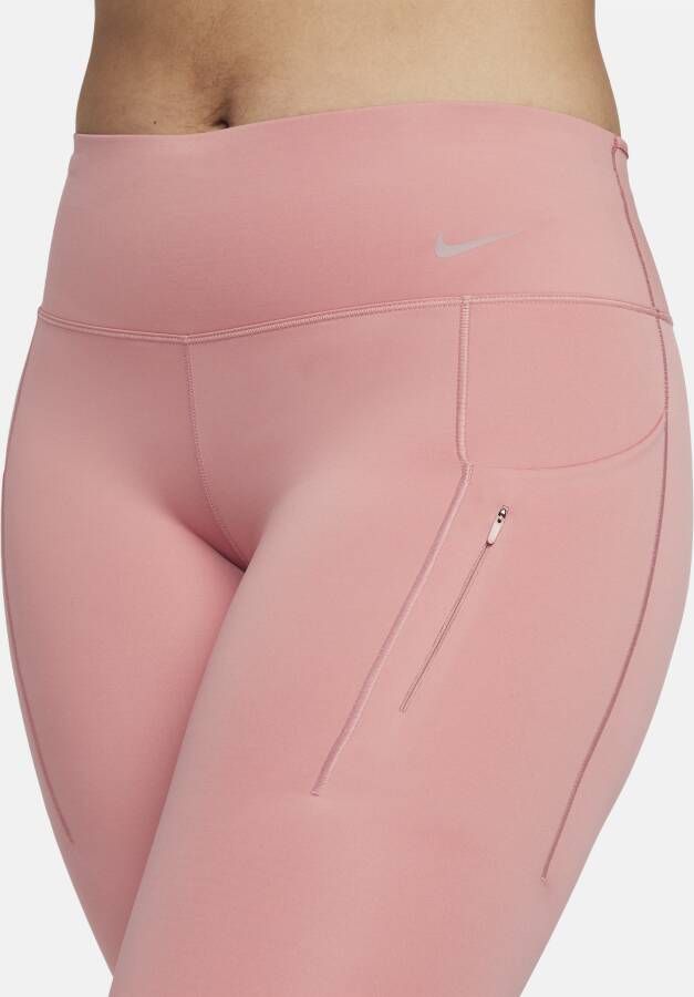 Nike Go Lange legging met halfhoge taille complete ondersteuning en zakken voor dames Roze
