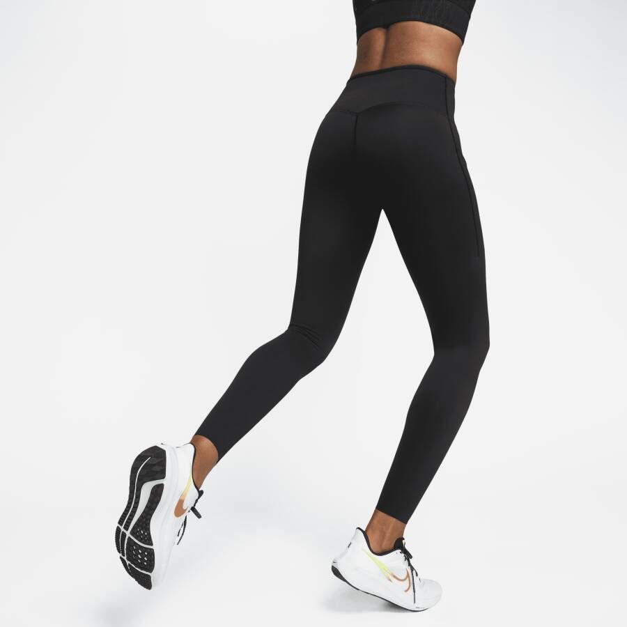 Nike Go Lange legging met hoge taille zakken en complete ondersteuning voor dames Zwart