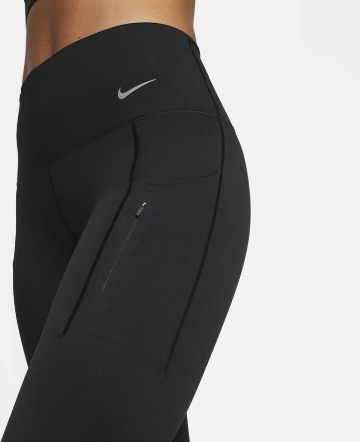 Nike Go Lange legging met hoge taille zakken en complete ondersteuning voor dames Zwart