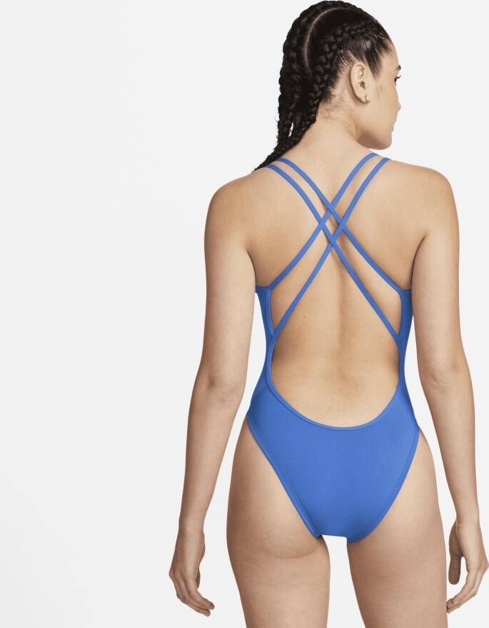 Nike HydraStrong Solid zwempak met spiderback voor dames Blauw - Foto 2