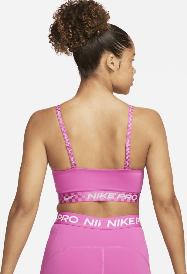Nike Indy Padded sport-bh met bandeaudesign graphic en lichte ondersteuning Roze