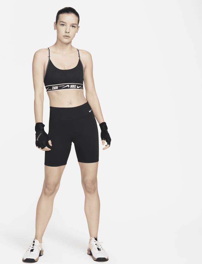 Nike Indy Padded sport-bh met logo en lichte ondersteuning Zwart