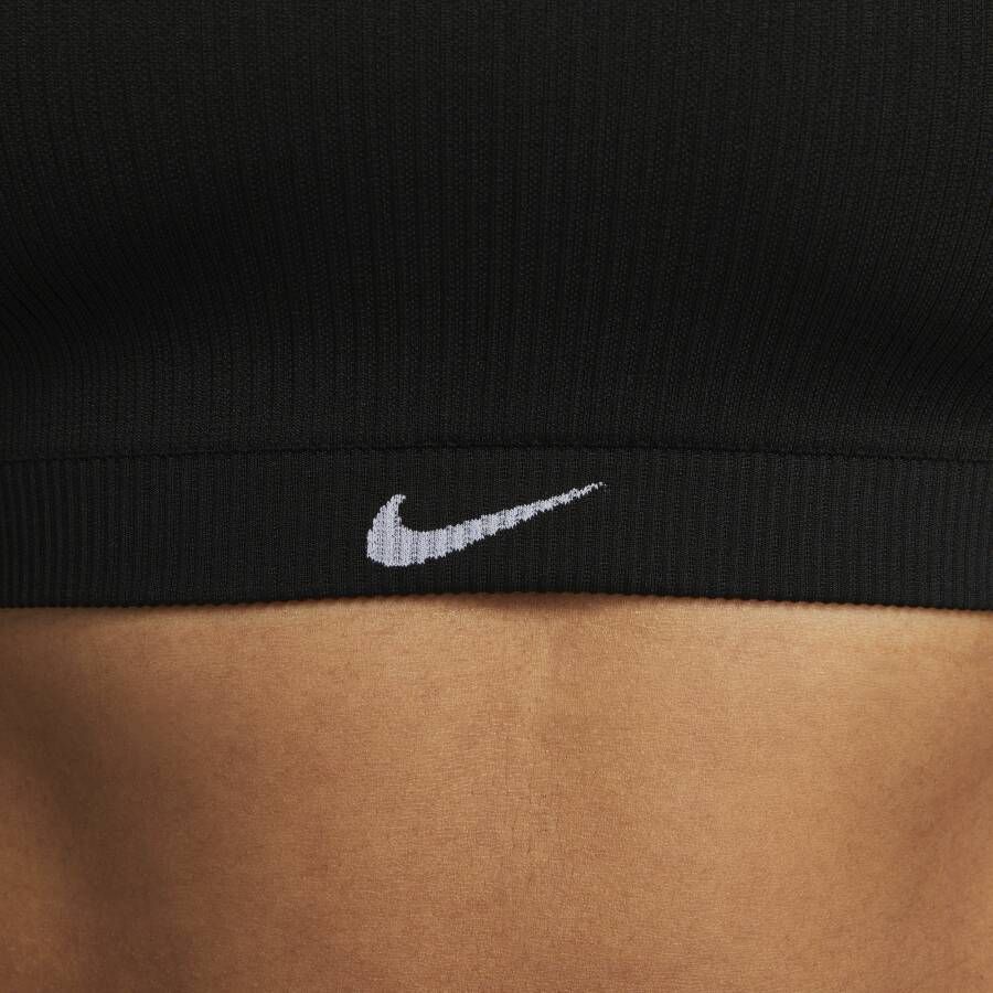 Nike Indy Seamless Ribbed non-padded sport-bh met lichte ondersteuning Zwart