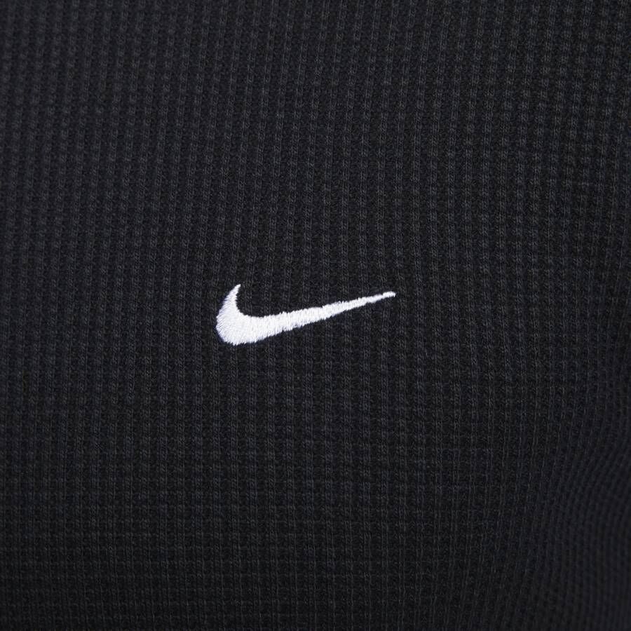 Nike Life Zware herentop met wafelpatroon en lange mouwen Zwart