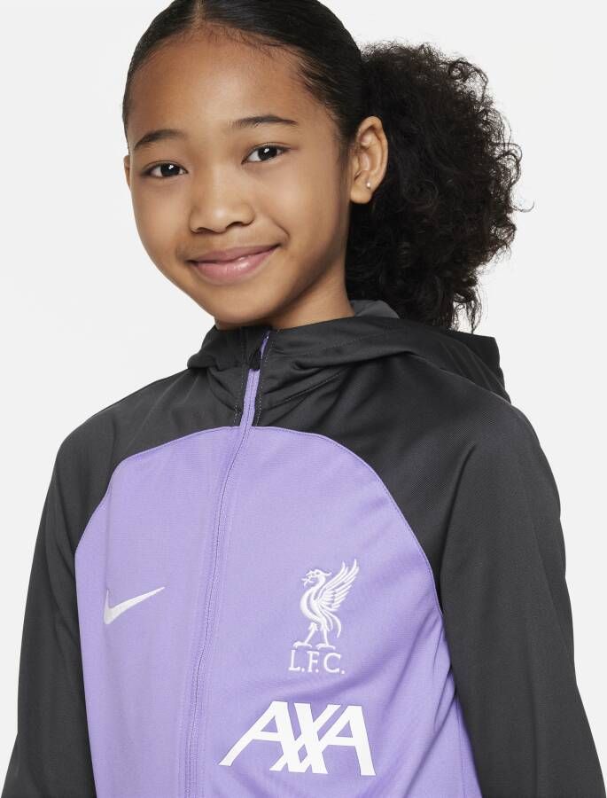Nike Liverpool FC Strike Dri-FIT trainingspak met capuchon voor kids Paars