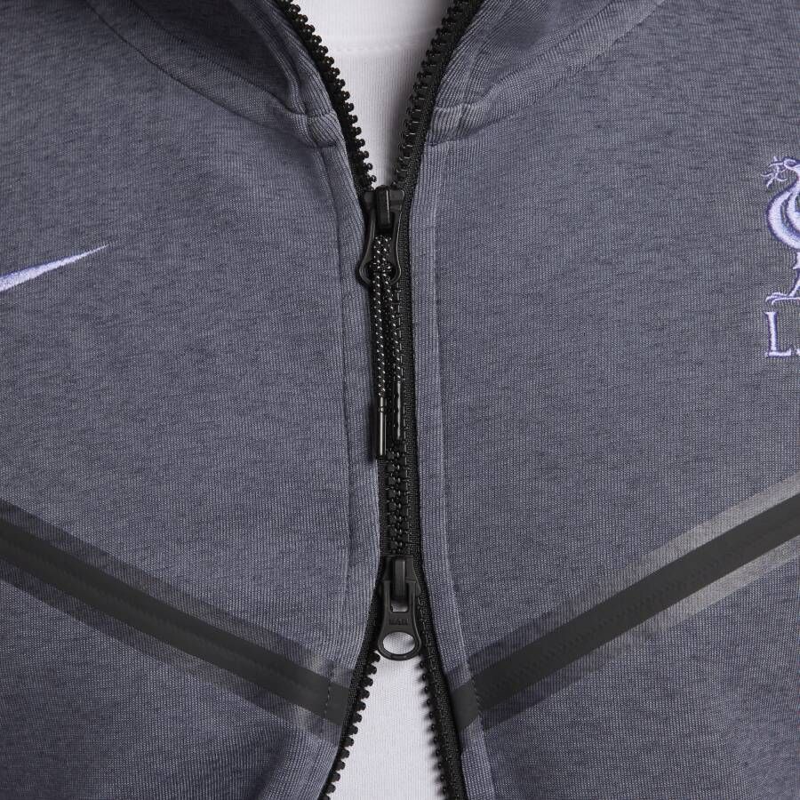 Nike Liverpool FC Tech Fleece Windrunner Third voetbalhoodie met rits over de hele lengte voor heren Grijs