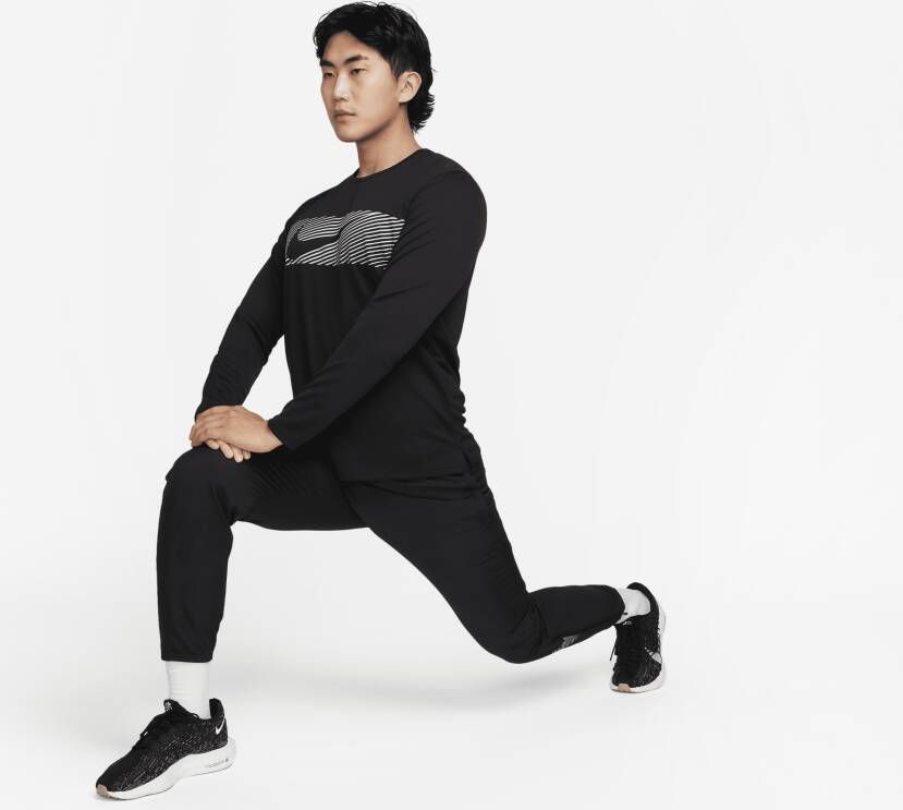 Nike Miler Flash UV-hardlooptop met lange mouwen en Dri-FIT voor heren Zwart